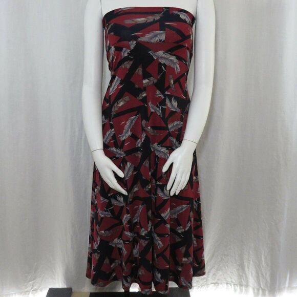 New LuLaRoe Burgundy Black Gray Feather Print 2XS XXS Maxi Skirt Long Made USA - Picture 2 of 11